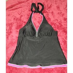 Black and pink halter Swim suit top medium